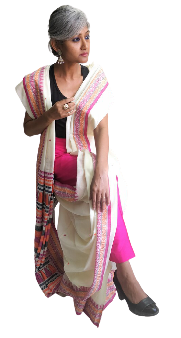 Cream and Pink Linen Silk Woven Saree at Rs 3560.00 | Visakhapatnam| ID:  2851941212062