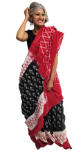 Load image into Gallery viewer, Red and Black Ikat Cotton Saree