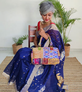 Blue-chanderi-silk-cotton-saree I Chanchal bringing art to life