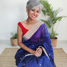 Load image into Gallery viewer, Blue-chanderi-silk-cotton-saree I Chanchal bringing art to life